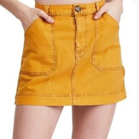 UO BDG Mustard Carpenter Denim Mini Skirt - Picture 2 of 12